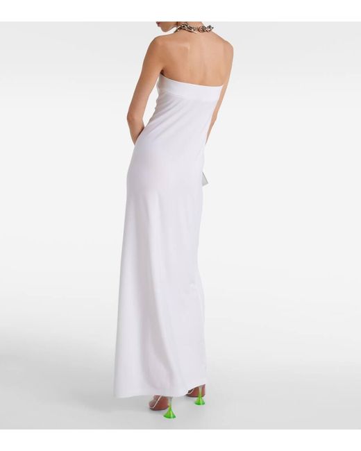 Norma Kamali White Strapless Jersey Gown