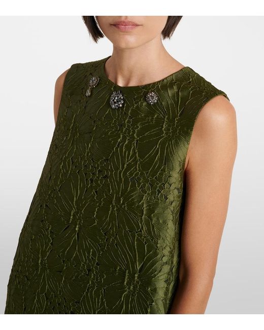 Max Mara Green Embellished Floral Jacquard Minidress