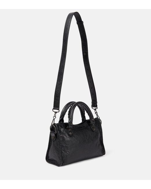 Balenciaga Black Le City Mini Textured-Leather Bag