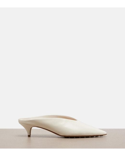 Bottega Veneta White Vesta Leather Mules