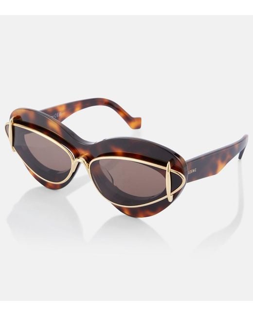 Loewe Brown Double Frame Cat Eye Sunglasses