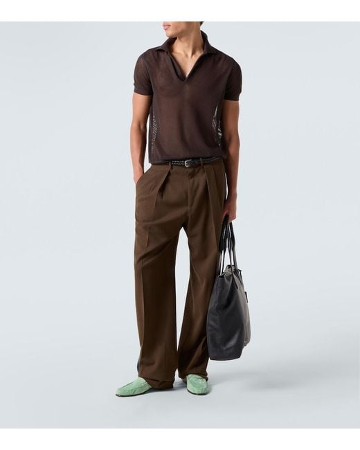 Tom Ford Brown Semi-Sheer Cotton And Silk Polo Shirt for men