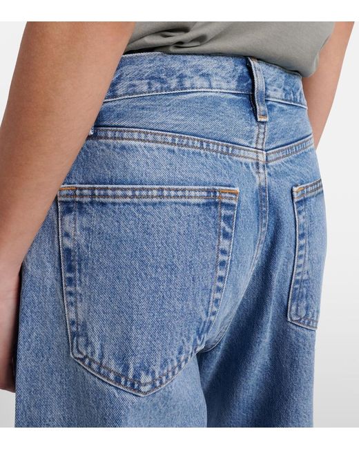 FRAME Blue Loose Mid-Rise Wide-Leg Jeans