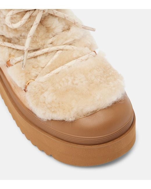 Tory Burch Natural Mellow Shearling And Suede Lace-Up Boots