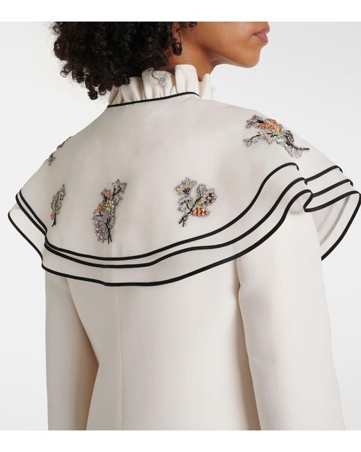 Valentino Natural Besticktes Minikleid Aus Crepe Couture