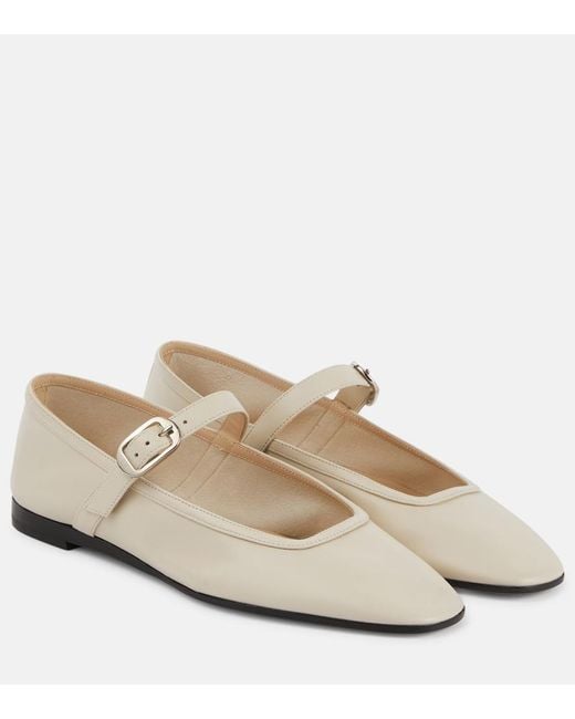 Le Monde Beryl White Leather Mary Jane Ballet Flats