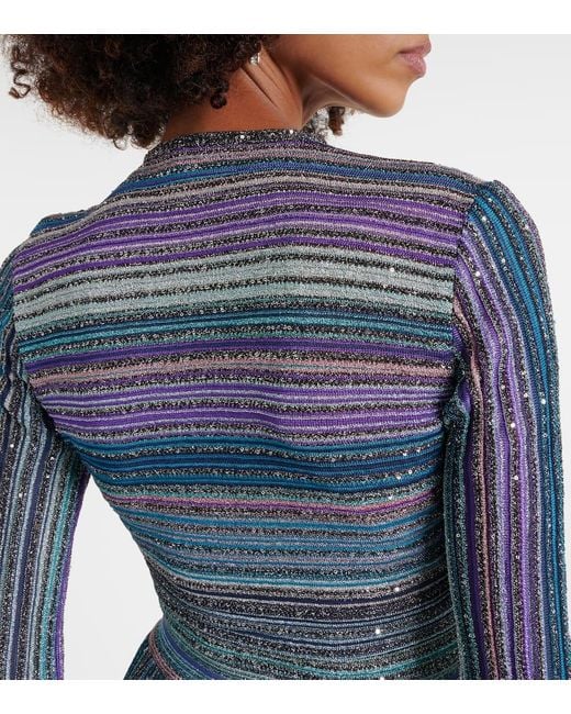 Missoni Blue Striped Lame Maxi Dress