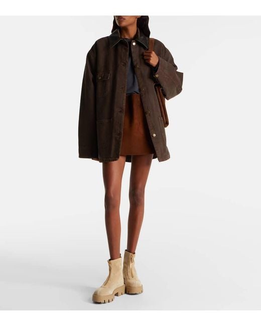 Bottines A Plateforme En Daim Prada en coloris Natural