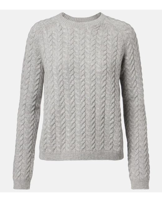 Max Mara Gray Cable-Knit Wool And Cashmere Sweater