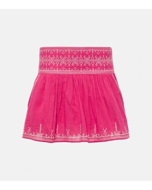 Isabel Marant Pink Picadilia Smocked Cotton Miniskirt