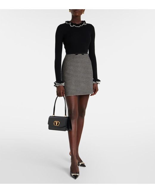Valentino Black Ruffled Virgin Wool Sweater
