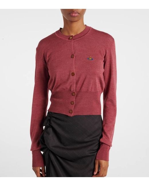 Vivienne Westwood Red Bea Cropped Wool And Silk Cardigan