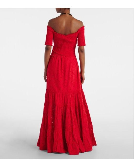 Poupette Red Soledad Floral Cotton Maxi Dress