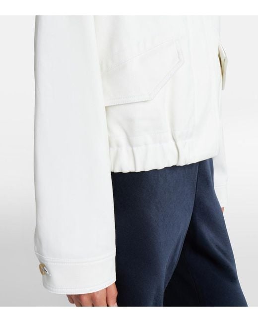 Vince White Cotton Twill Blouson Jacket