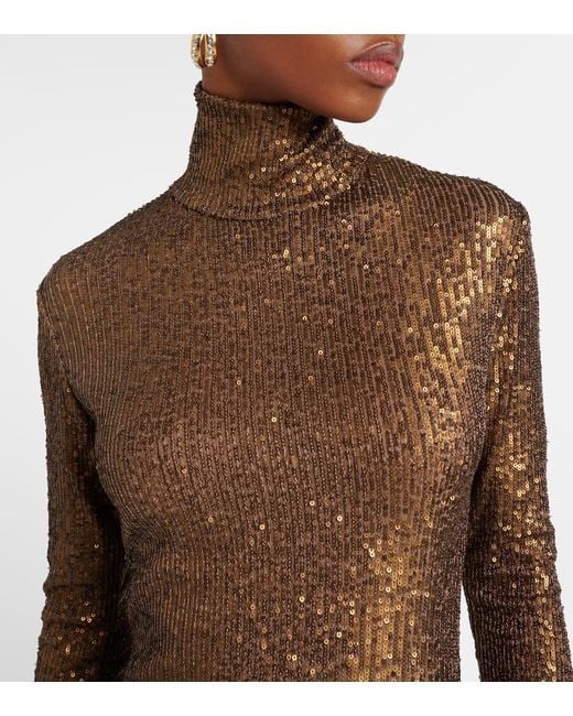 Norma Kamali Brown Top Mit Pailletten