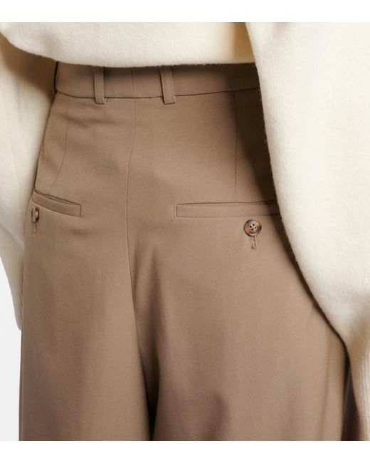 Pantalones Barrel De Lana Virgen De Tiro Alto Rohe de color Natural