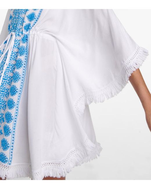 Melissa Odabash Blue Isabelle Embroidered Minidress