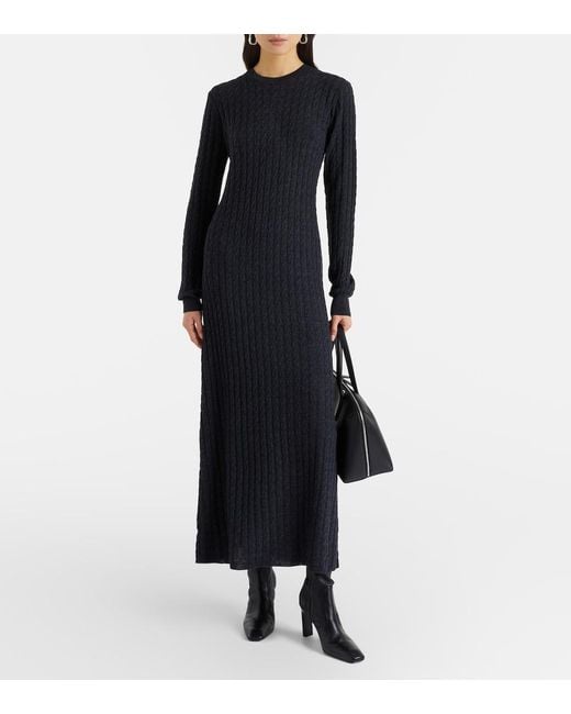Totême  Black Cable-Knit Wool Maxi Dress
