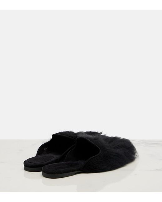 Dolce & Gabbana Black Shearling Mules