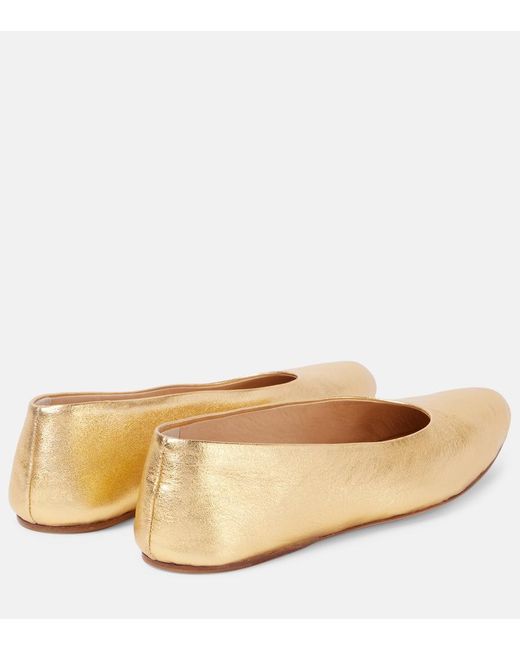 Gabriela Hearst Natural Andre Metallic Leather Ballet Flats