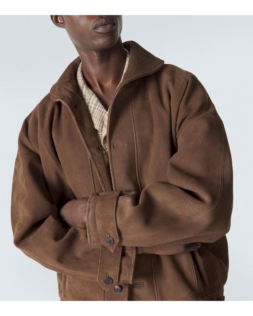 Auralee Brown Suede Blouson Jacket for men
