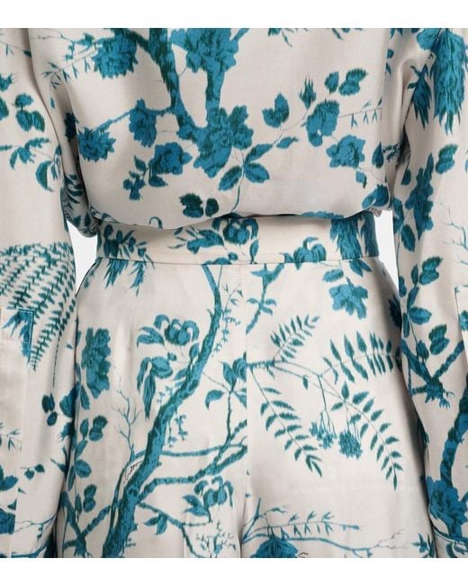 Erdem Blue Floral Silk Pajama Pants