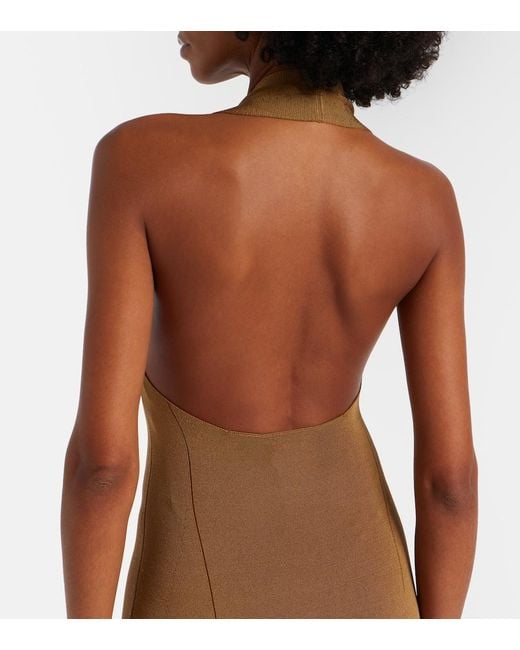 Khaite Brown Mahi Halterneck Maxi Dress