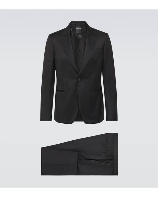 Zegna Black Single-breasted Wool And Mohair Tuxedo for men