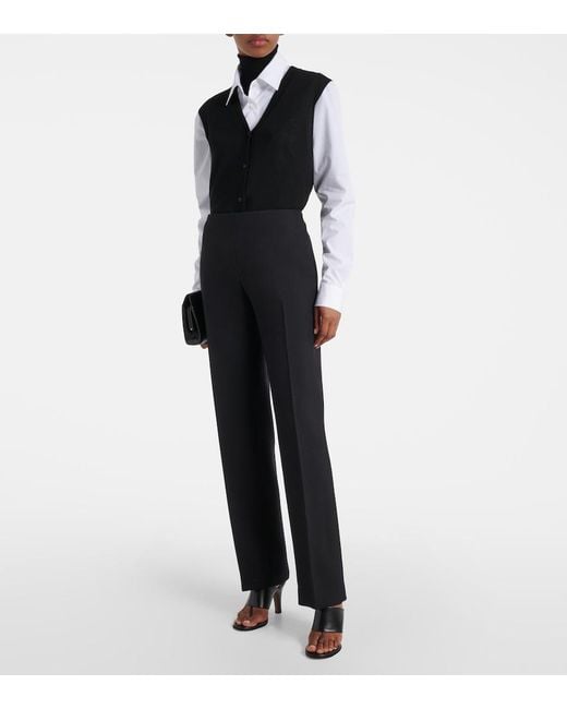 The Row Black Vesco Wool Straight Pants