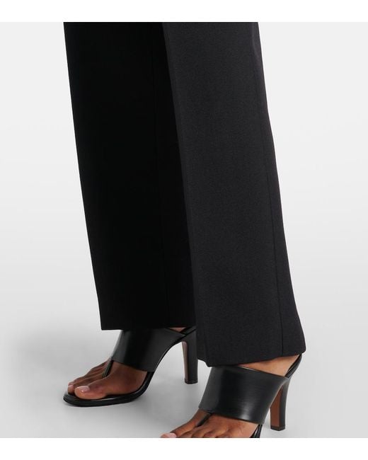 The Row Black Vesco Wool Straight Pants
