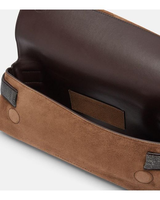 Brunello Cucinelli Brown Essence Small Suede Top-Handle Bag