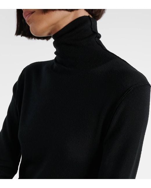 The Row Black Leoline Turtleneck Virgin Wool Maxi Dress