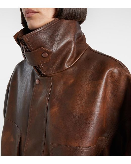 Magda Butrym Brown Leather Blouson Jacket