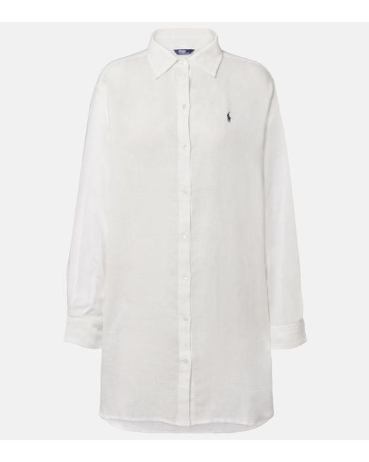 Polo Ralph Lauren White Oversized Linen And Cotton Shirt