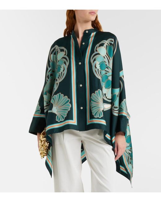 LaDoubleJ Green Foulard Printed Silk Twill Shirt