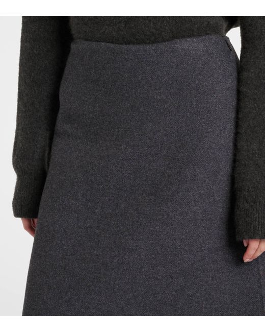 The Row Blue Lison Wool-blend Midi Skirt