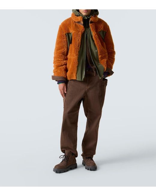 Sacai Jacke Aus Einem Wollgemisch Und Canvas in Orange für Herren
