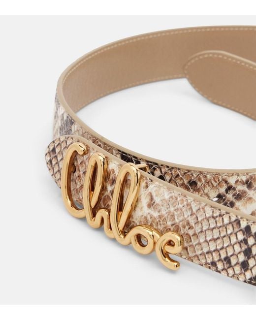 Chloé Natural Iconic Snake-Effect Leather Belt