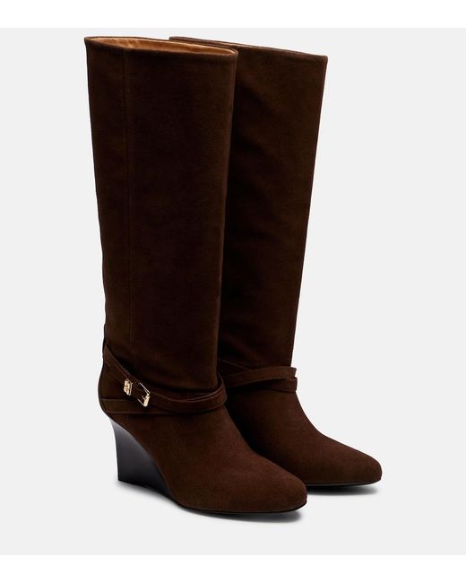 Ganni Brown Wedge Knee-High Boots