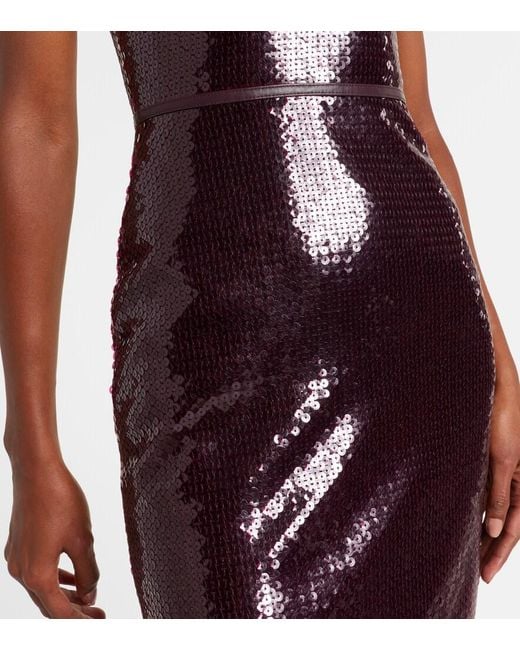 David Koma Purple Embellished Gathered Gown