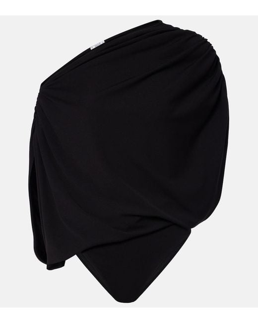 Wolford Blue Draped Off-Shoulder Bodysuit