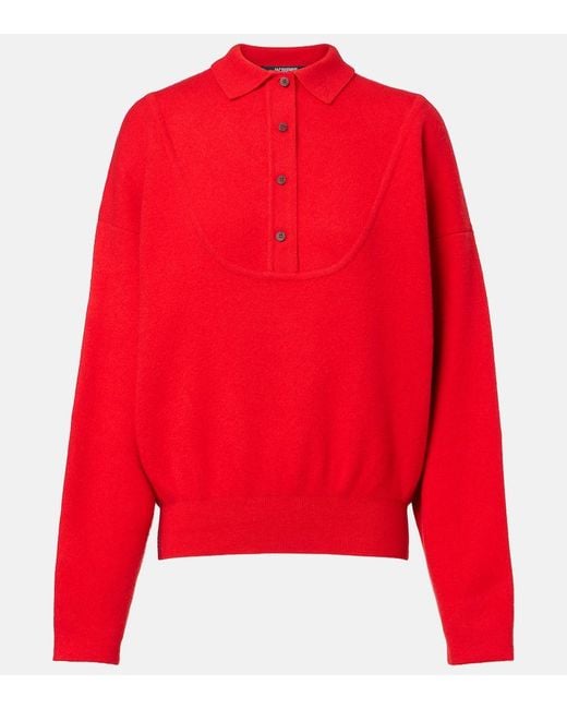 Jacquemus Red Balloon Wool And Cashmere Polo Sweater
