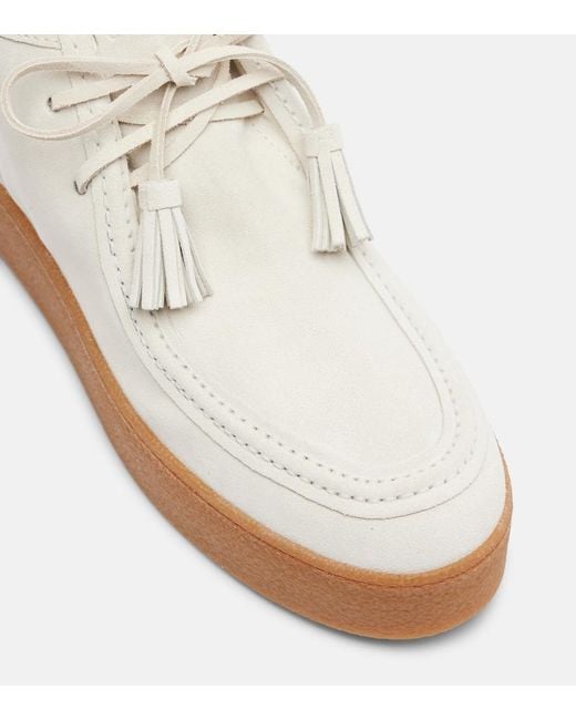 Hogan White Shearling-Trimmed Suede Ankle Boots