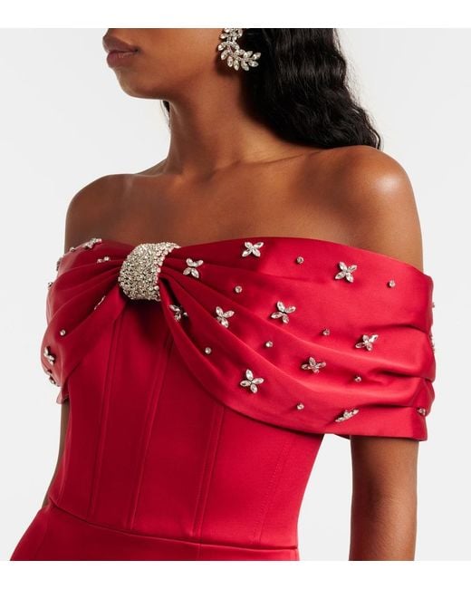 Rebecca Vallance Red Carmella Embellished Satin Minidress