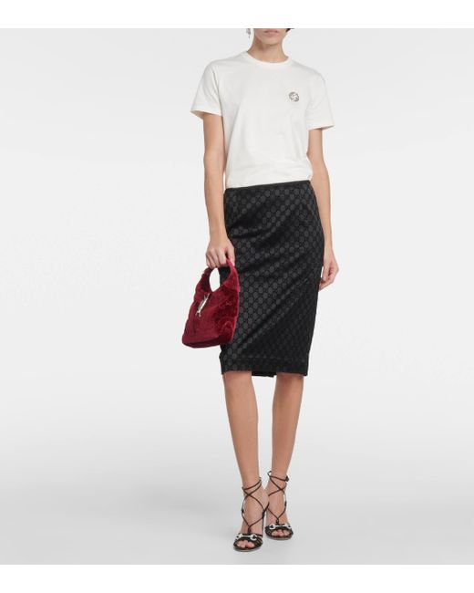 Gucci Black GG Silk Duchesse Midi Skirt