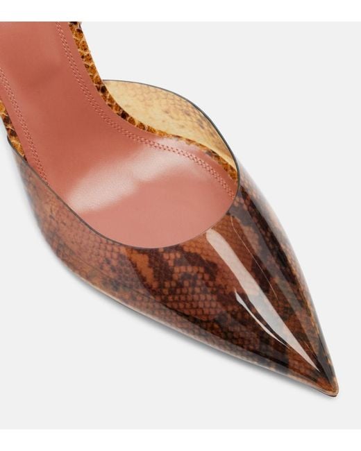 AMINA MUADDI Brown Holli Snake-Print Pvc Slingback Pumps