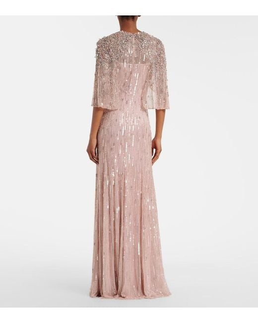 Jenny Packham Pink Astra Embellished Gown