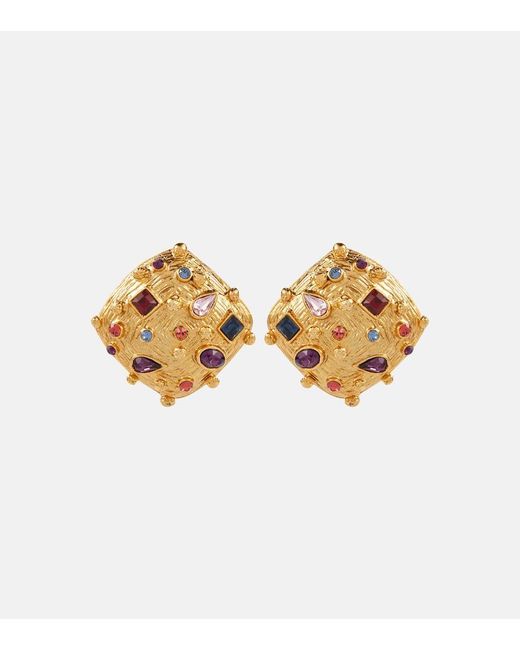 Jennifer Behr Metallic Deon Embellished Gold-plated Earrings