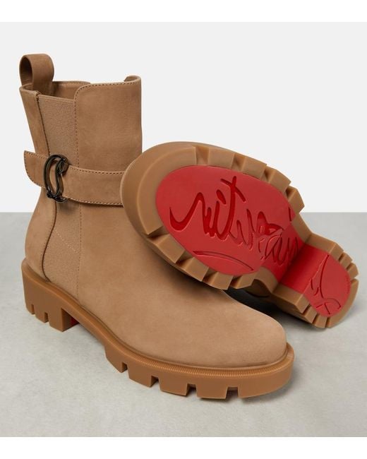 Christian Louboutin Brown Cl Chelsea Suede Ankle Boots
