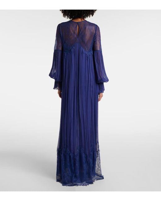Robe Longue Renia En Dentelle Costarellos en coloris Blue